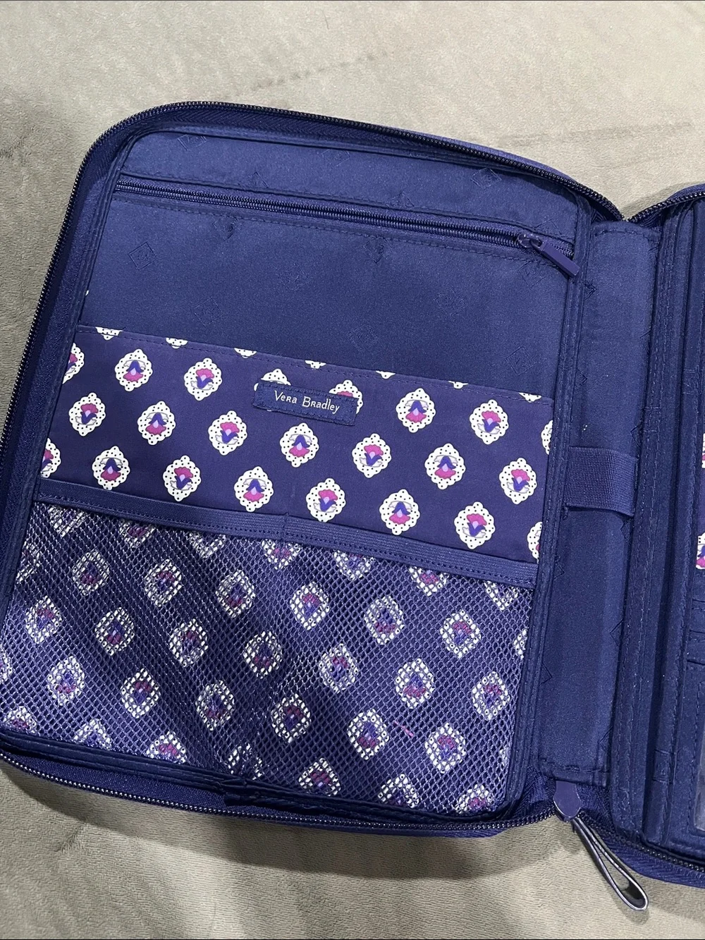 Vera Bradley Purple Floral Quilted tablet Sleeve with Blue Accents